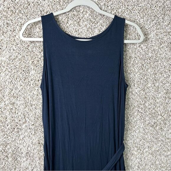 J. Jill Dress Women’s Small Navy Blue Sleeveless Waist Tie Maxi - Picture 2 of 6
